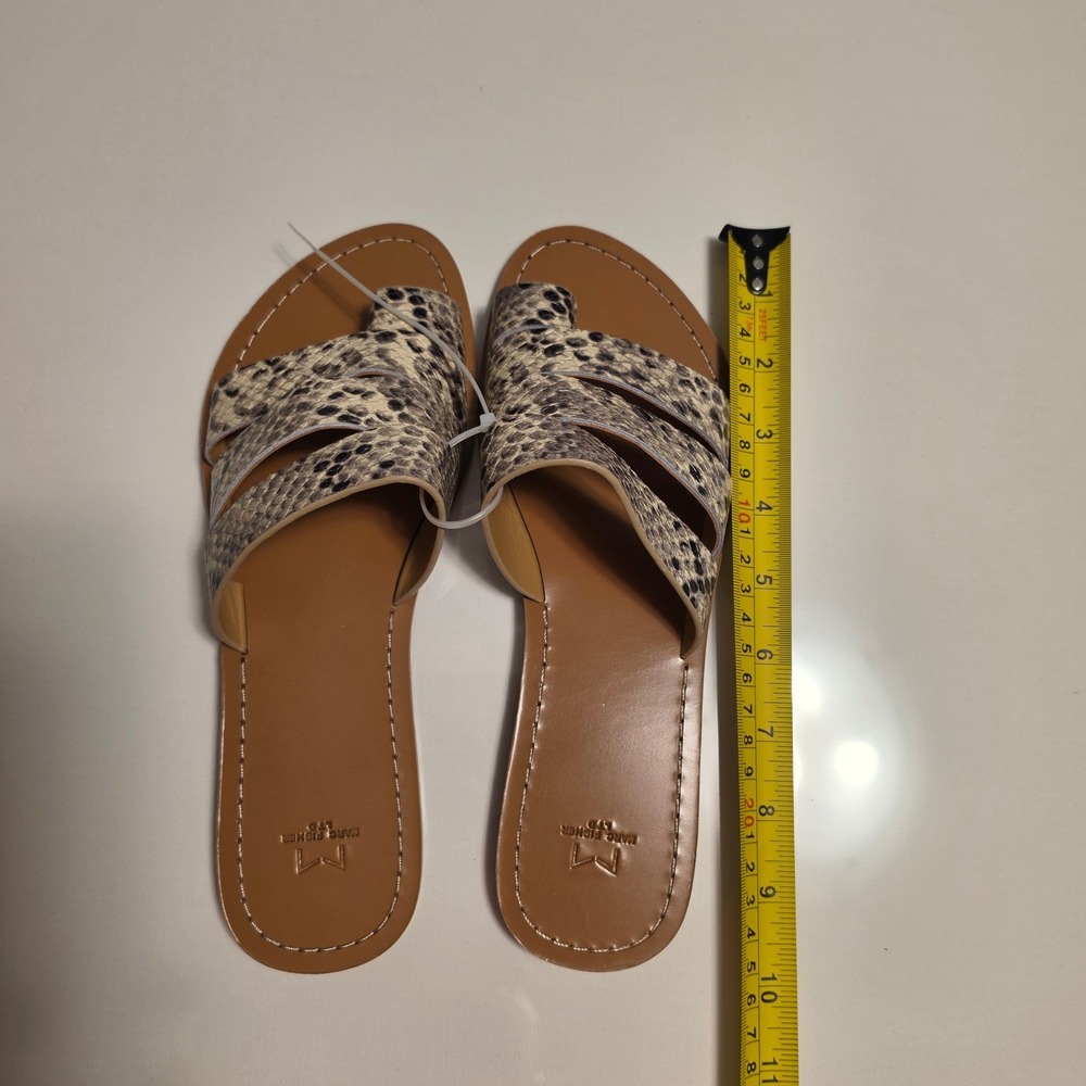 Marc Fisher Snakeskin Print Toe Loop Slide Sandals Brown Beige Size 7.5M - Picture 5 of 7